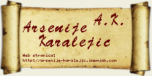 Arsenije Karalejić vizit kartica